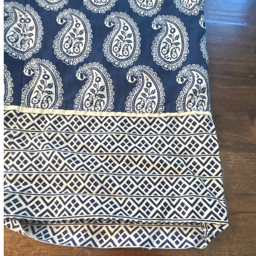Devi Designs Paisley Wide Leg Pant Navy Cotton Tassel Pockets Casual Boho Soft - Picture 9 of 9